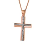 Σταυρός Γυναικείος Ροζ Χρυσός